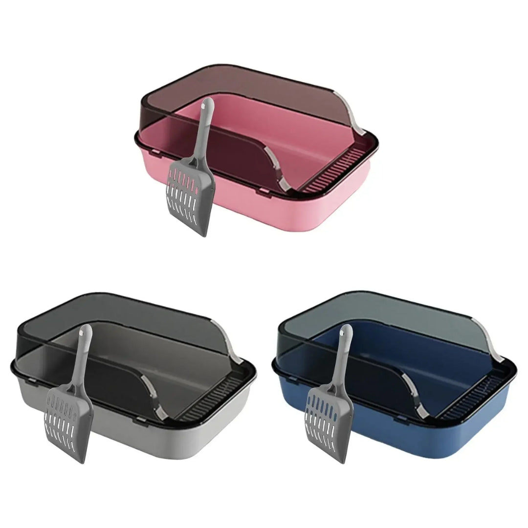 SplashGuard Semi-Enclosed Cat Litter Box with Integrated Scoop