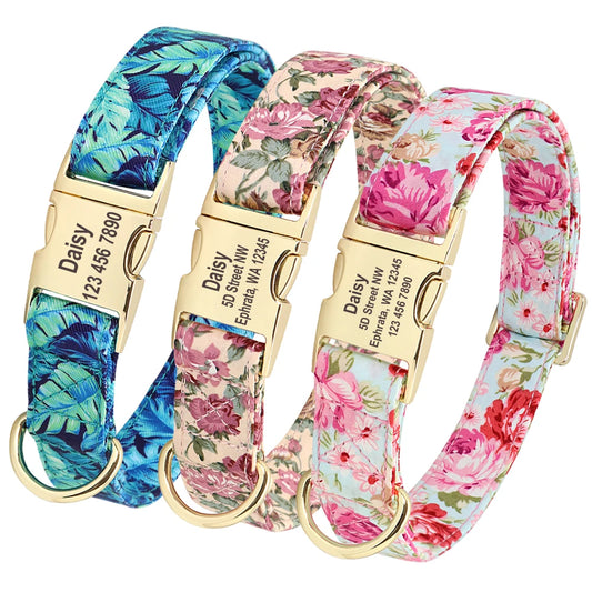 Personalized Floral Dog Collar or Leash or Set