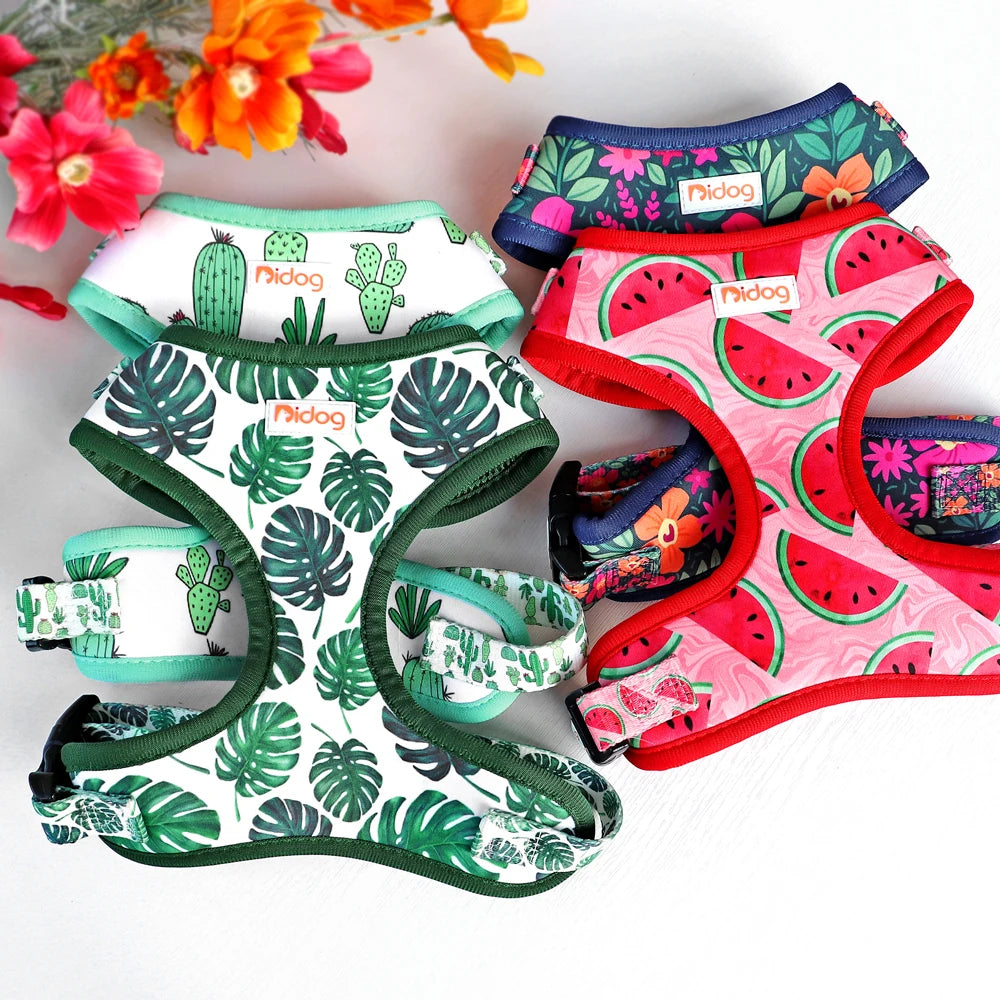 Chic Reflective Nylon Harness Fashion-Forward Prints for Stylish Walks