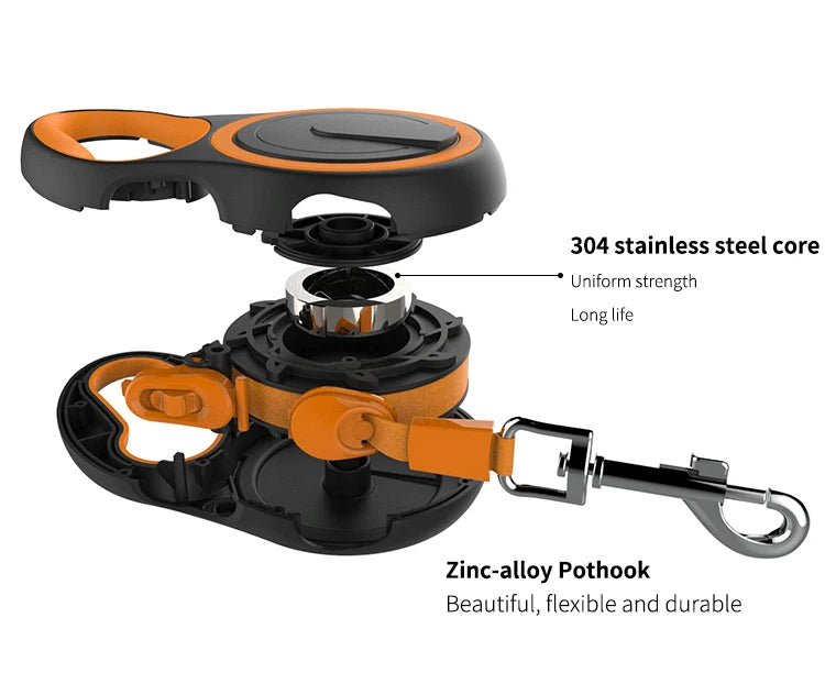 Automatic Retractable Dog Leash - Durable Nylon Ribbon for Small to Large Breeds