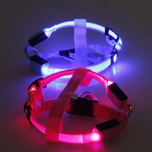 USB Rechargeable Luminous Dog Harness No Pull LED