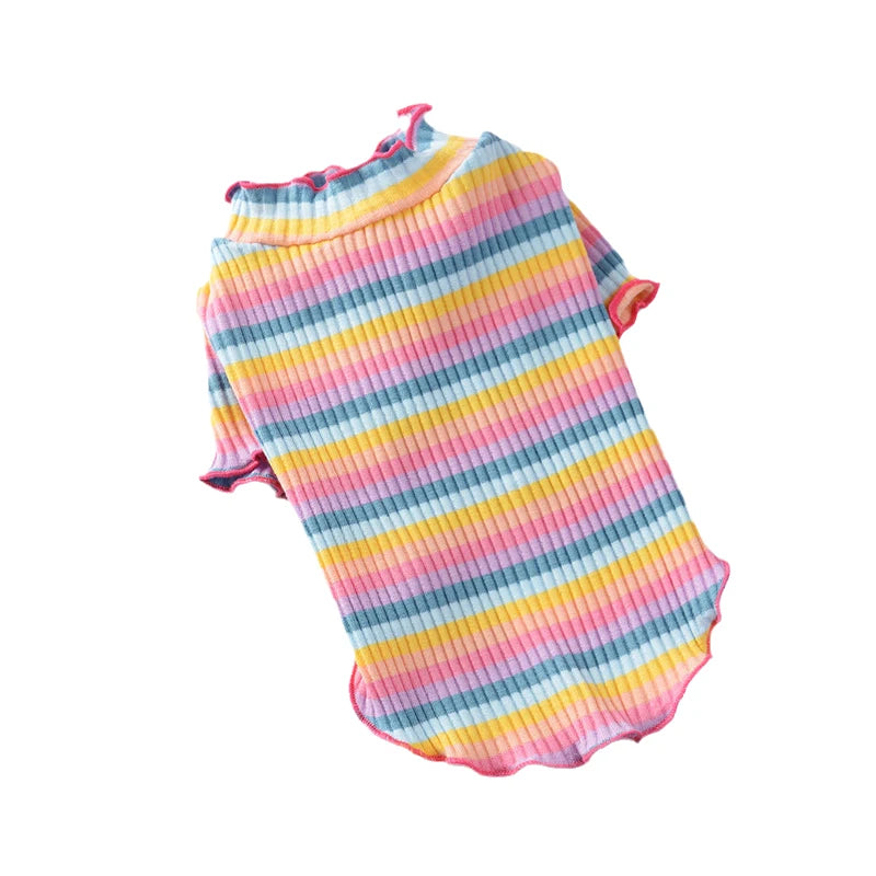 StripeSnug Cotton Pet Vest – Playful & Breathable Style for Cats & Puppies