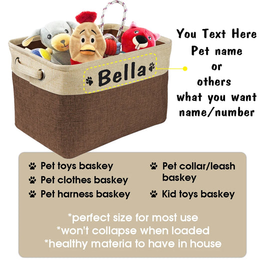 Personalized Foldable Canvas Pet Toy & Storage Basket