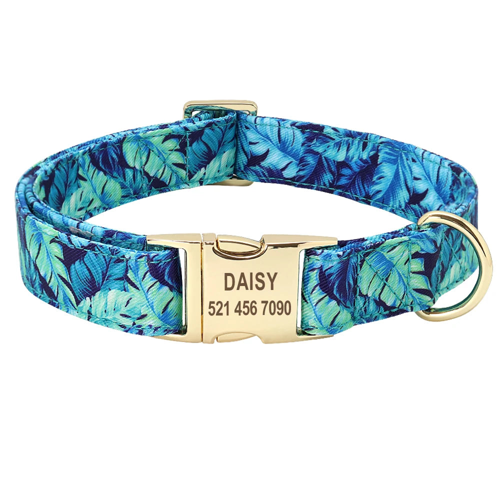 Personalized Floral Dog Collar or Leash or Set