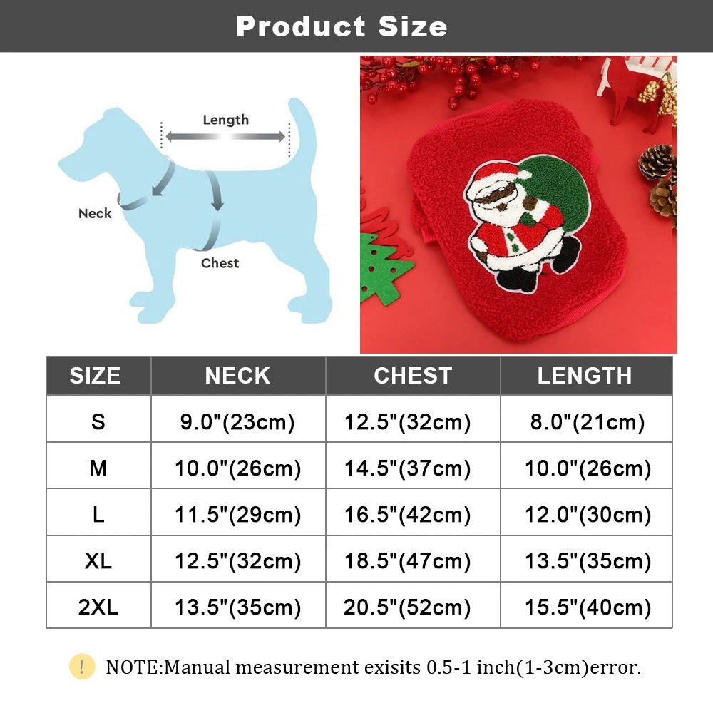 Festive Santa Costume for Pets - Cozy Christmas Hoodie for Small Dogs & Cats