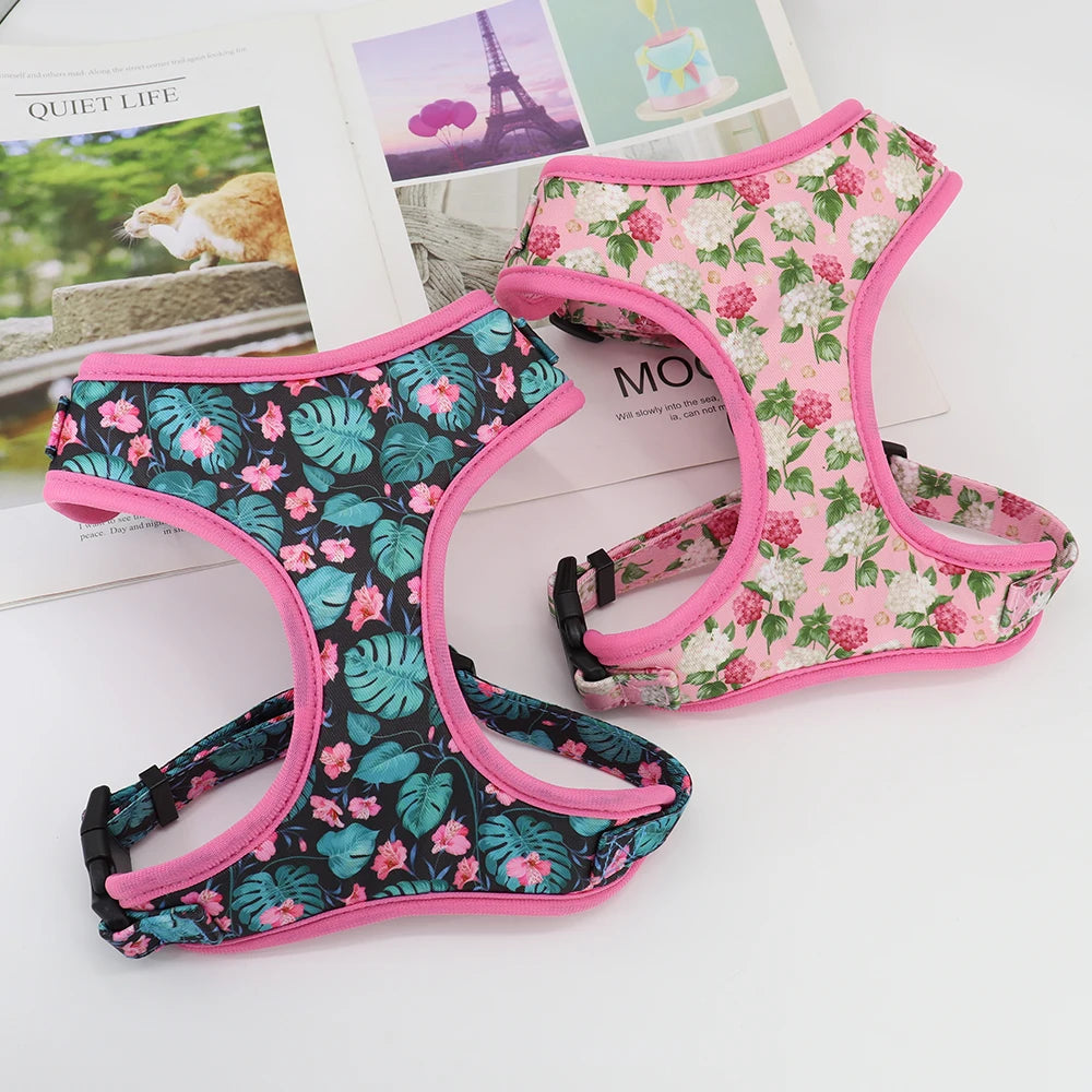 Chic Reflective Nylon Harness Fashion-Forward Prints for Stylish Walks