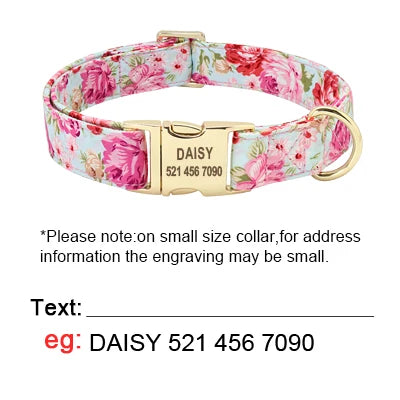 Personalized Floral Dog Collar or Leash or Set