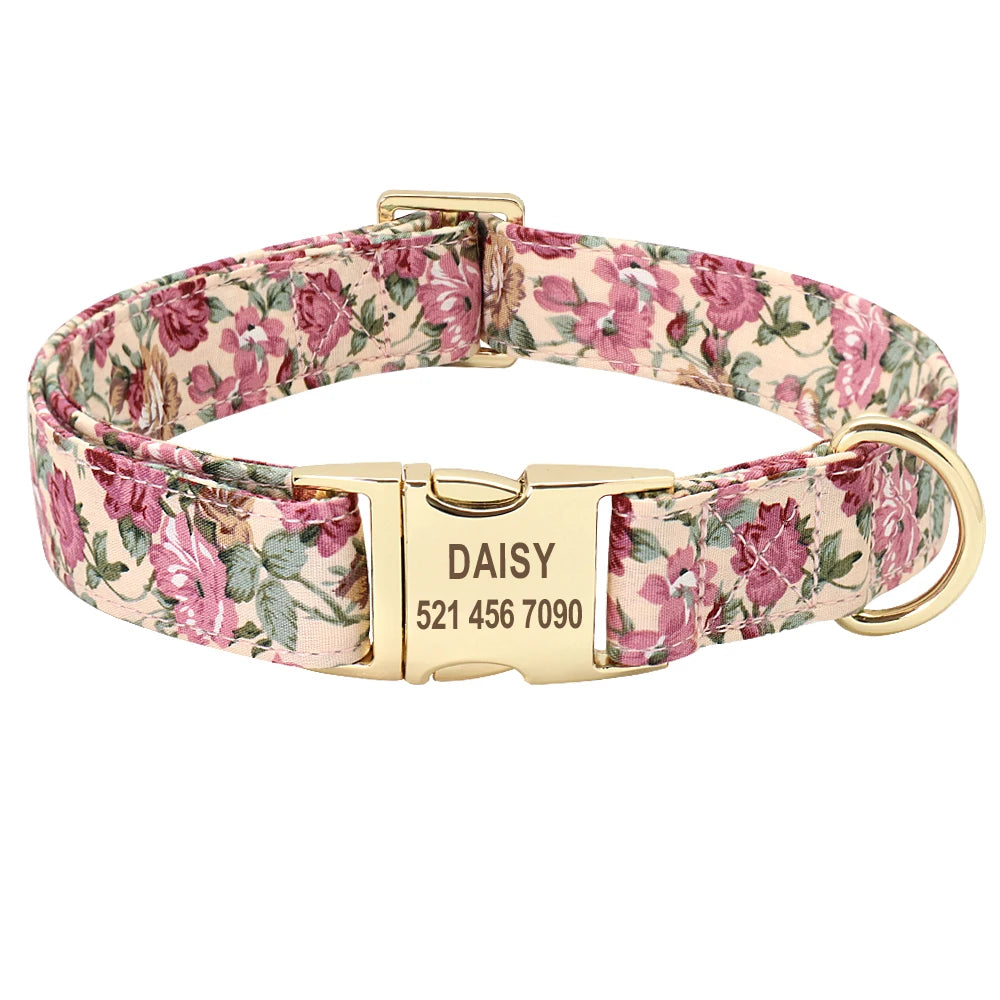 Personalized Floral Dog Collar or Leash or Set