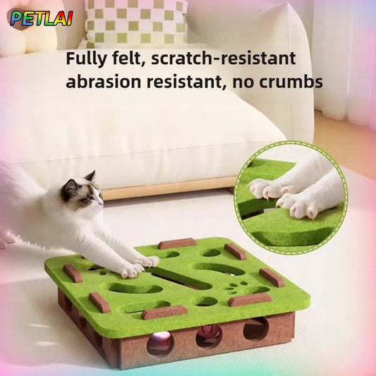 Interactive Felt Maze Box with Bell Balls for Cats