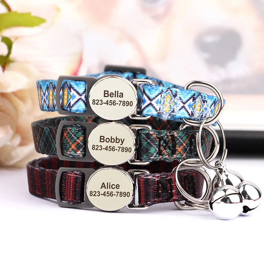 Personalized Pet Collar with Engraved ID & Bell – Safe & Stylish for Cats and Small Dogs