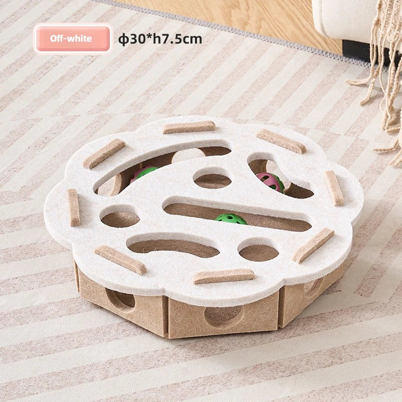Interactive Felt Maze Box with Bell Balls for Cats