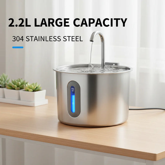 AquaPure Stainless Steel Pet Water Fountain - Ultra Quiet Hydration Station