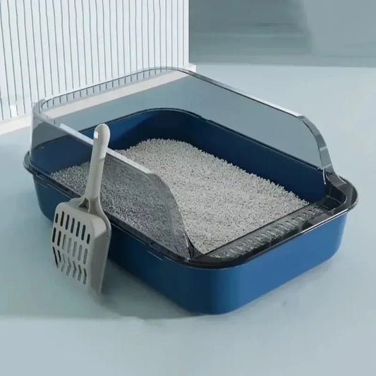 SplashGuard Semi-Enclosed Cat Litter Box with Integrated Scoop
