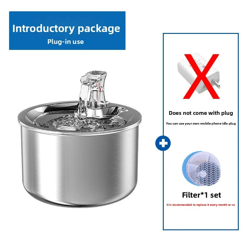 Stainless Steel Pet Water Fountain with Circulating Flow