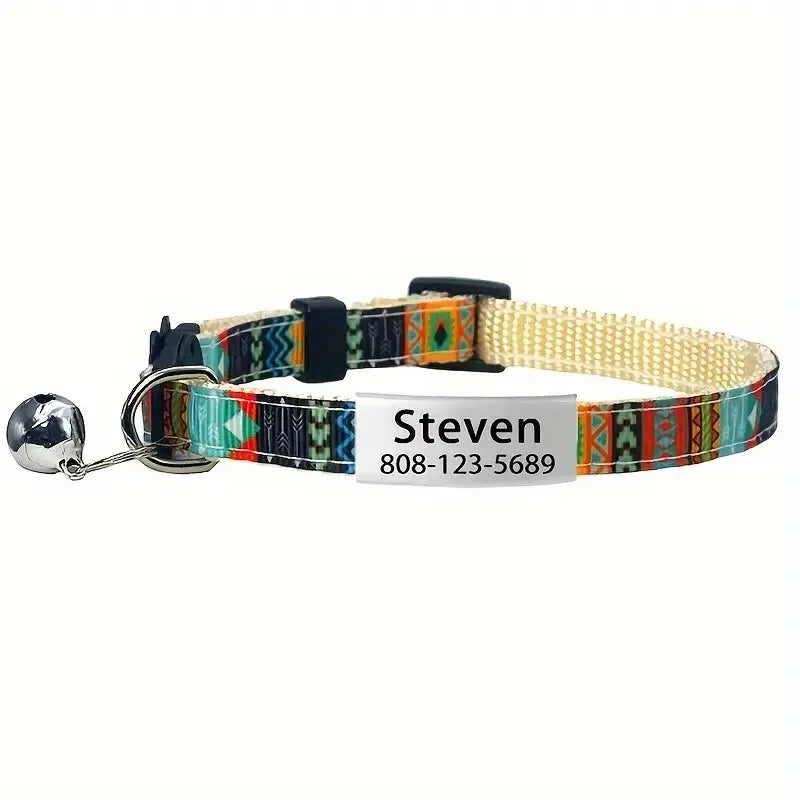 Personalized ID Tag Cat Collar with Bell & Safety Breakaway
