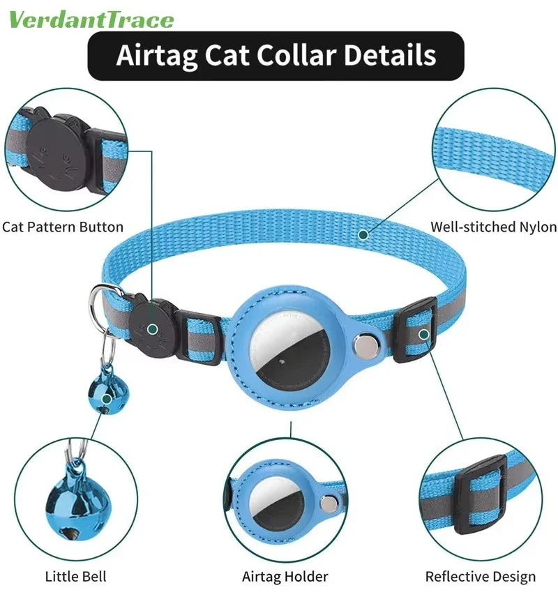 Reflective AirTag Cat Collar with Safety Breakaway & Bell