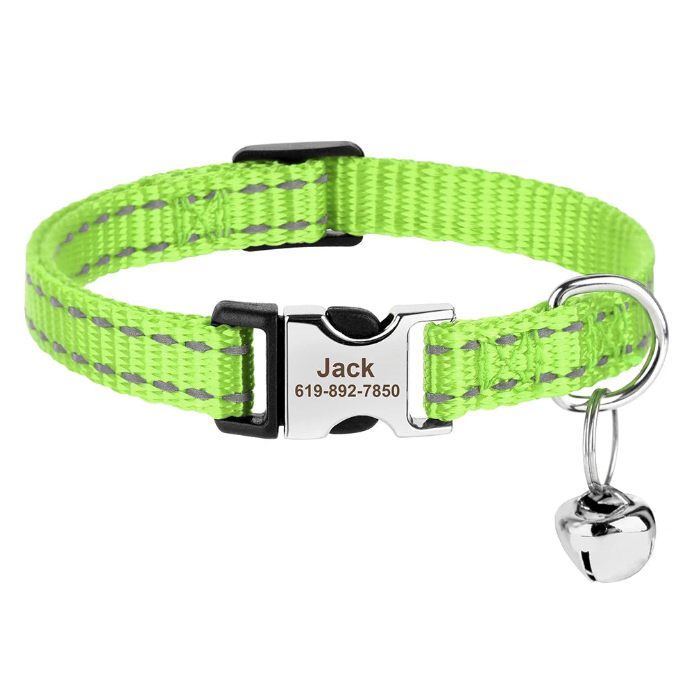 Personalized Pet Collar with Engraved ID & Bell – Safe & Stylish for Cats and Small Dogs