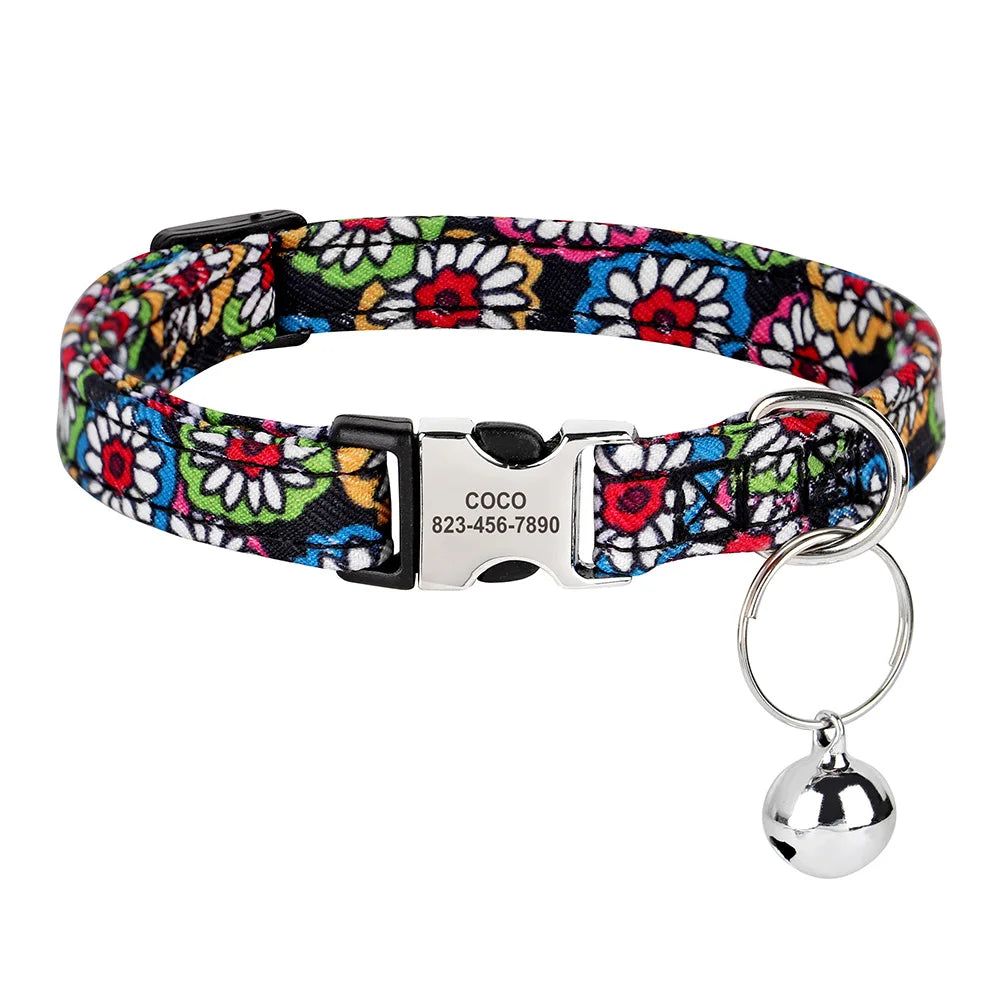 Personalized Pet Collar with Engraved ID & Bell – Safe & Stylish for Cats and Small Dogs