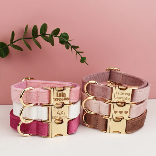 Luxury Personalized Dog Collar & Leash Set with Custom Bow Tie and Engraving