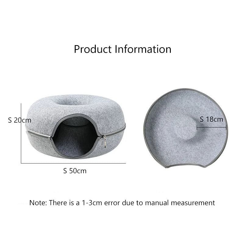 Donut Pet Cat Tunnel Bed