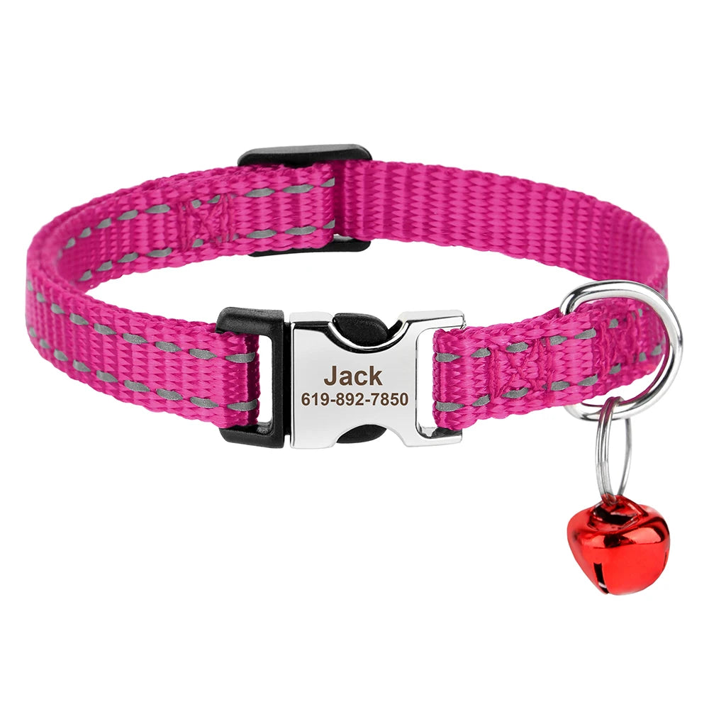 Personalized Pet Collar with Engraved ID & Bell – Safe & Stylish for Cats and Small Dogs