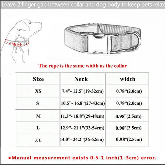 Personalized Dog Collar & Leash Set – Luxury Padded Nylon Walking Essentials with Custom Nameplate