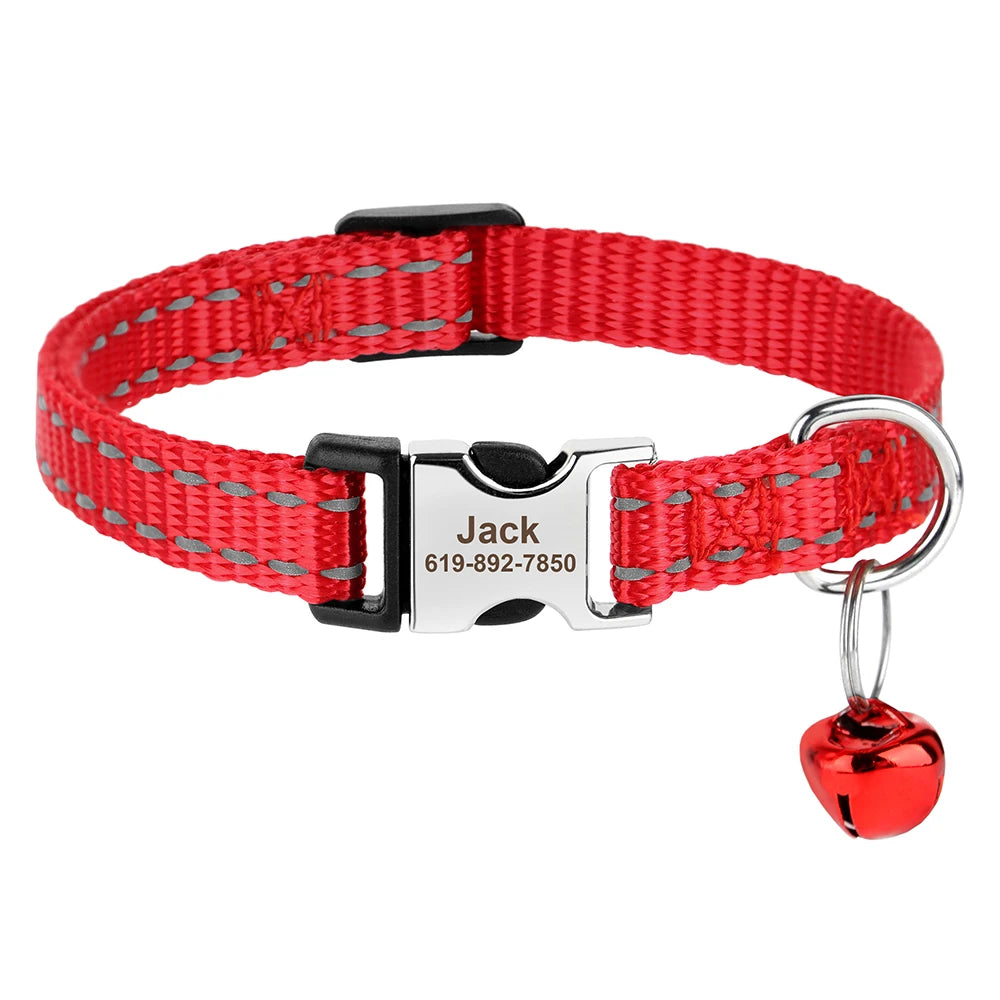 Personalized Pet Collar with Engraved ID & Bell – Safe & Stylish for Cats and Small Dogs
