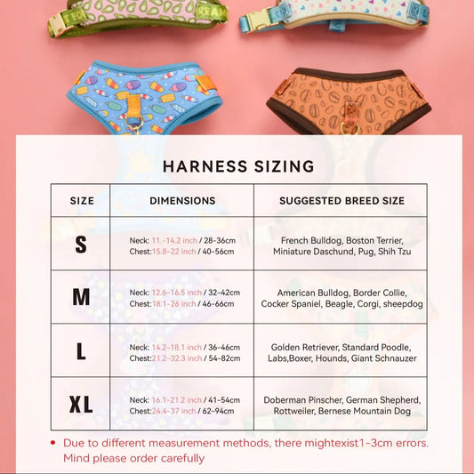 AuraCouture Luxury Printed Pet Harness – Premium Fashion Halter with Complimentary Color-Matching Tag