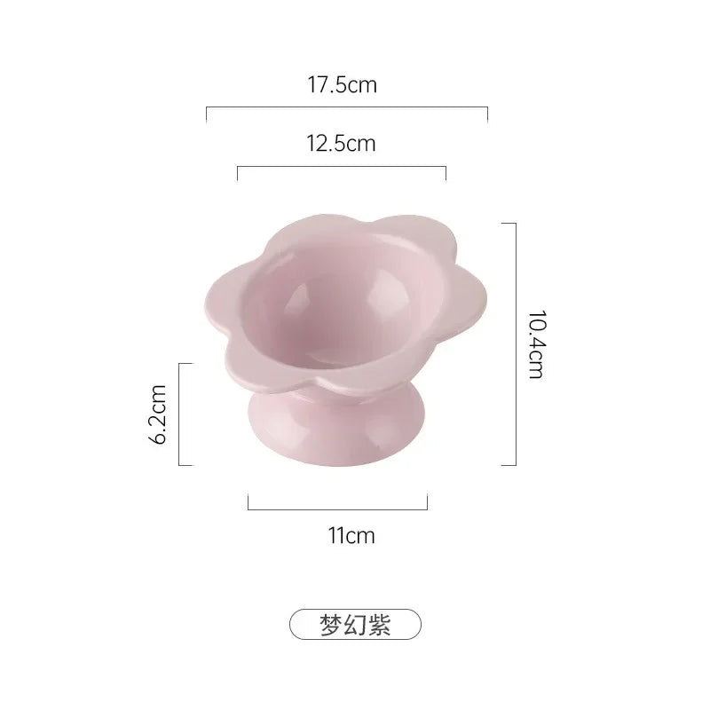 Flower Ceramic Elevated Pet Bowl – Ergonomic Raised Food & Water Dish