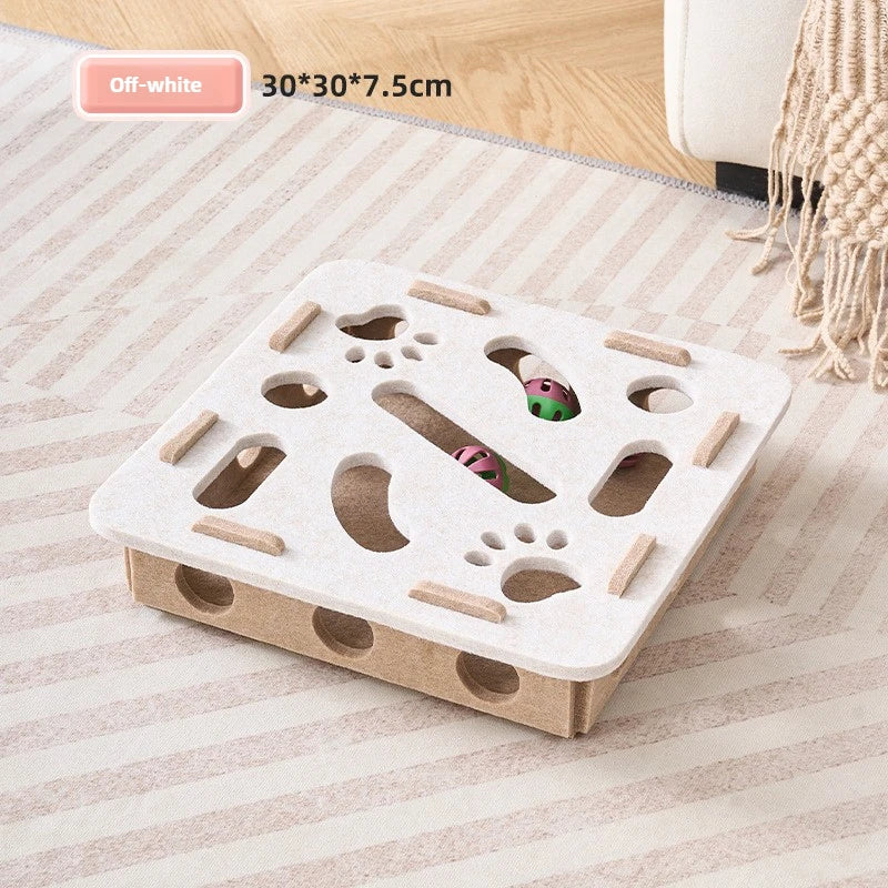 Interactive Felt Maze Box with Bell Balls for Cats