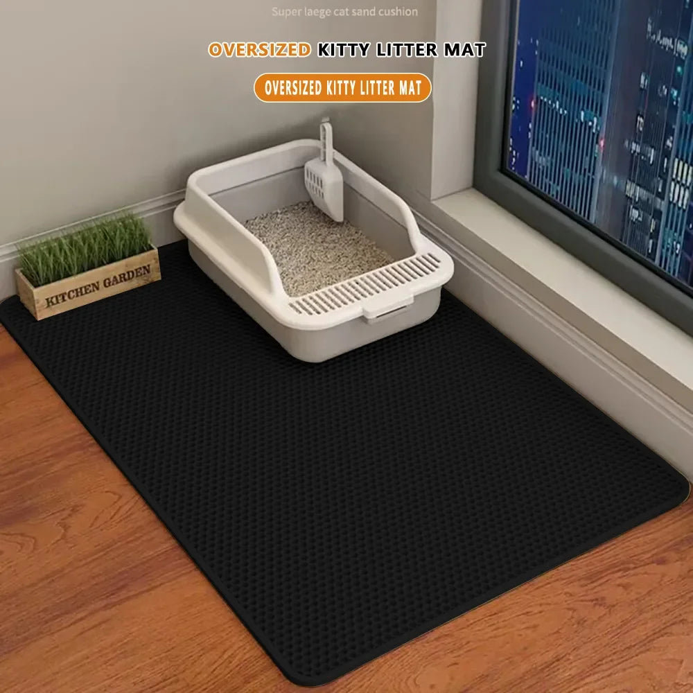 Non-Slip Cat Litter Mat: Double Layer Waterproof & Wear Resistant