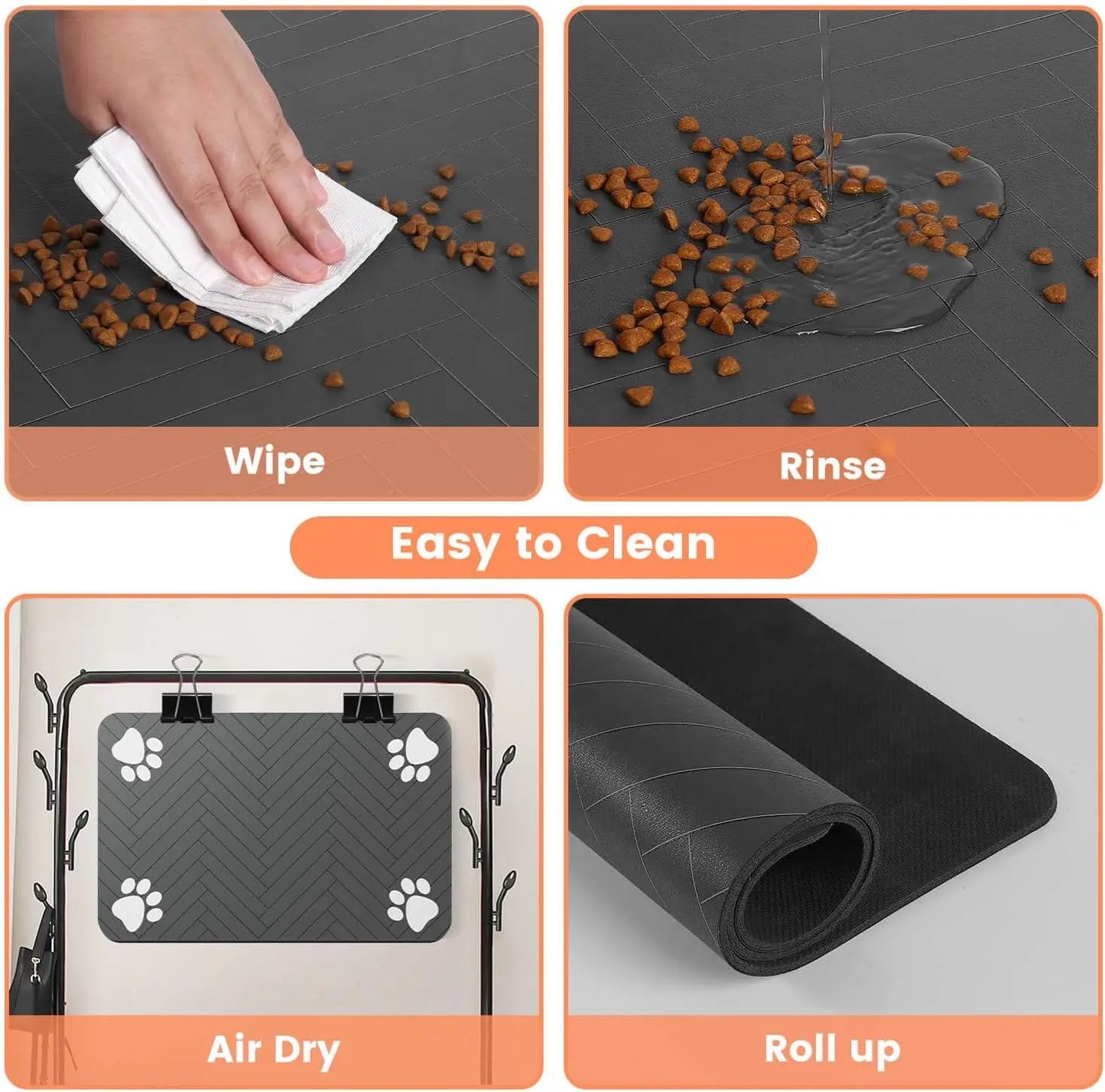 Pet Feeding Mat-Absorbent with Waterproof Rubber Backing