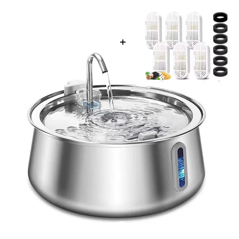 4L Stainless Steel Cat Drinking Fountain – Ultra-Quiet Hydration for Multiple Pets