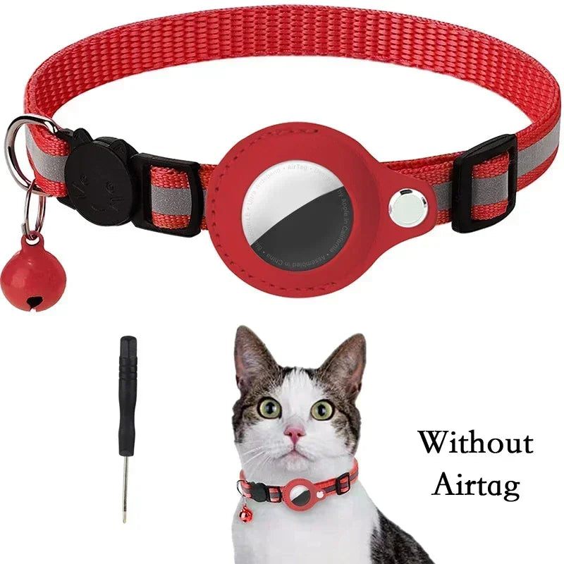 Reflective Anti-Lost Cat Collar with Airtag Protective Case & Bell
