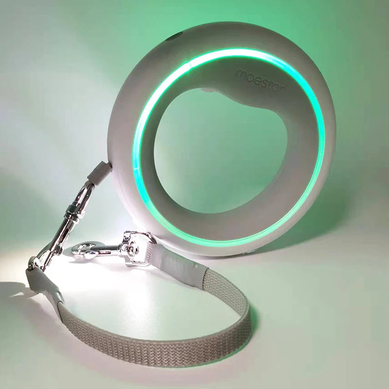 UFO LED Dog Leash – Retractable 3.0m Ring Design for Night Safety