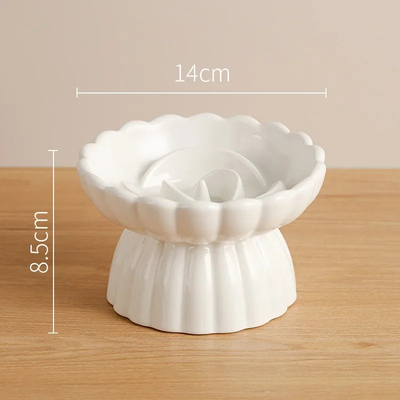 Elevated Ceramic Cat Bowl – Anti-Choking Slow Feed Design