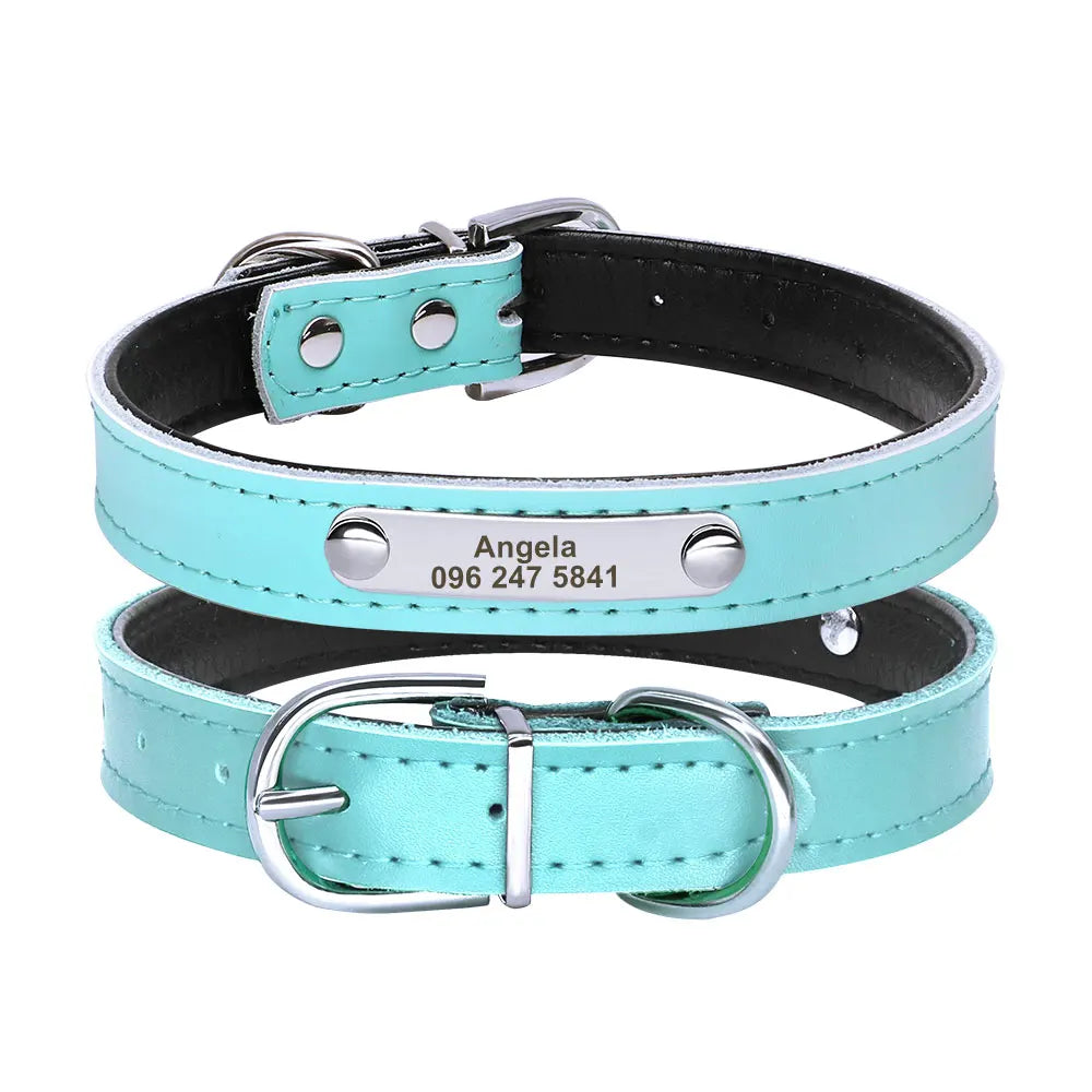 Personalized Leather Dog Cat Collar