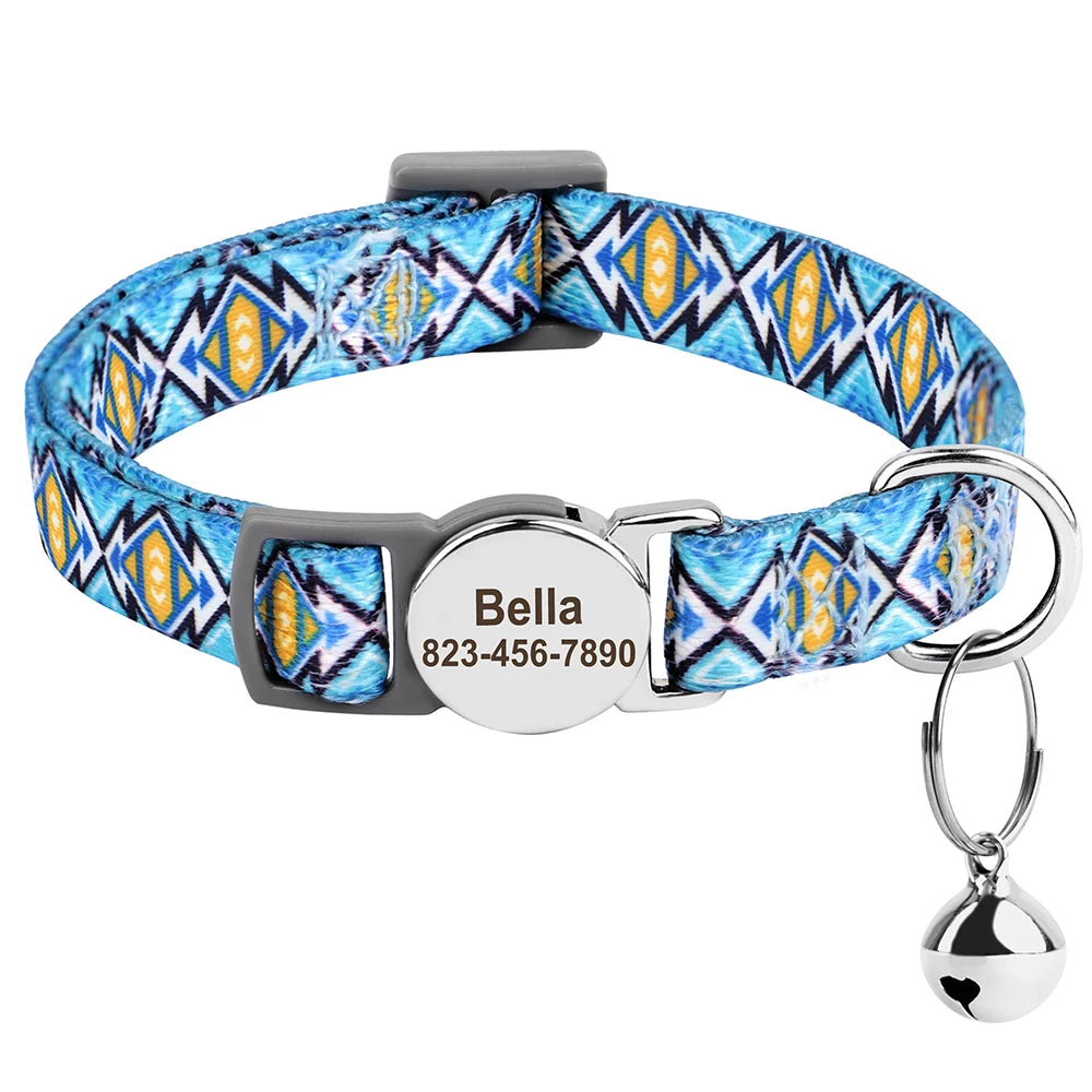 Personalized Pet Collar with Engraved ID & Bell – Safe & Stylish for Cats and Small Dogs