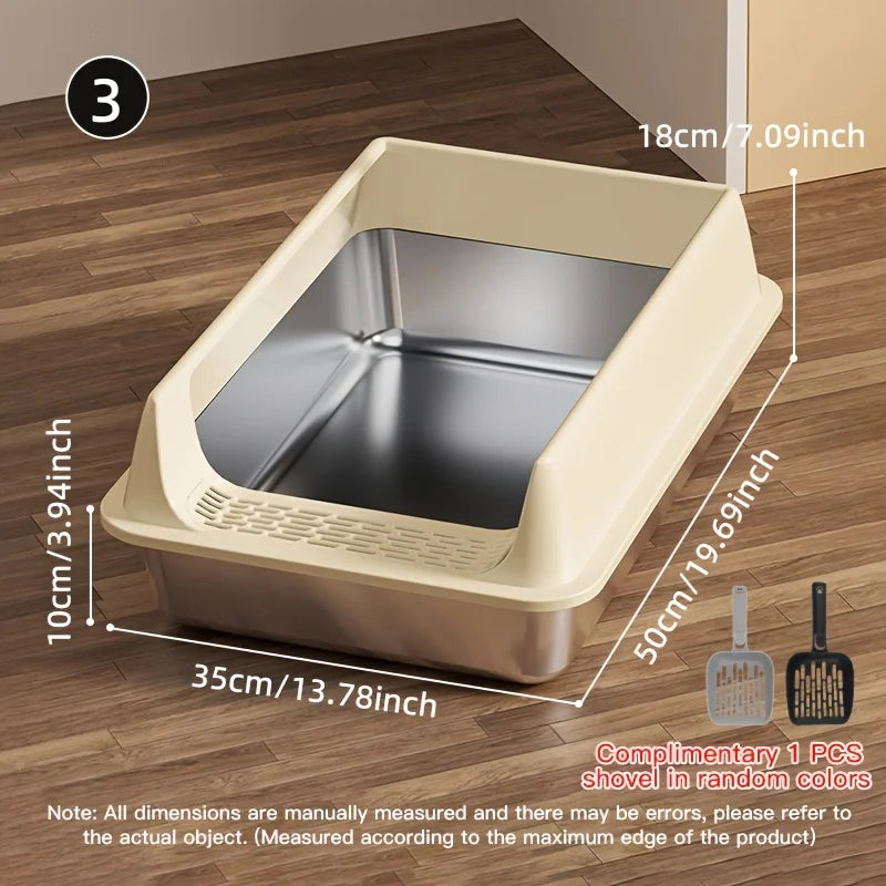 CleanSplash Stainless Steel Litter Box – Odor-Resistant, Leak-Proof & High-Sided Design