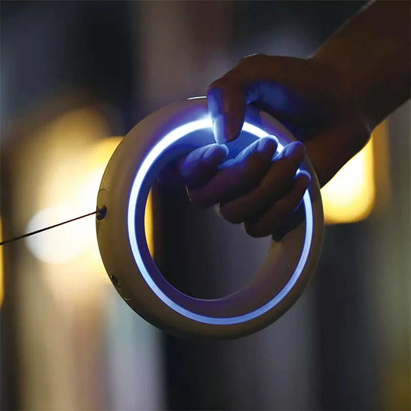 UFO LED Dog Leash – Retractable 3.0m Ring Design for Night Safety
