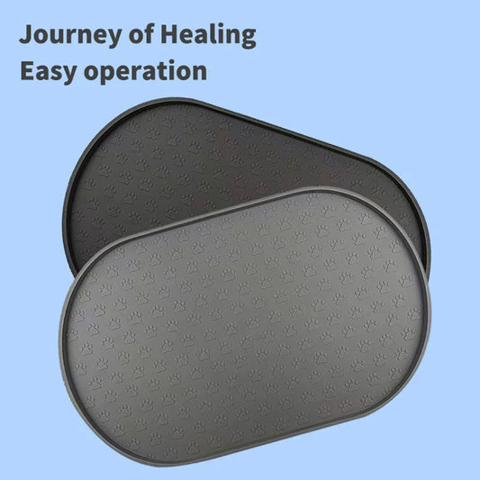 ColorSplash Silicone Pet Feeding Mats - Easy-Clean Oval Design