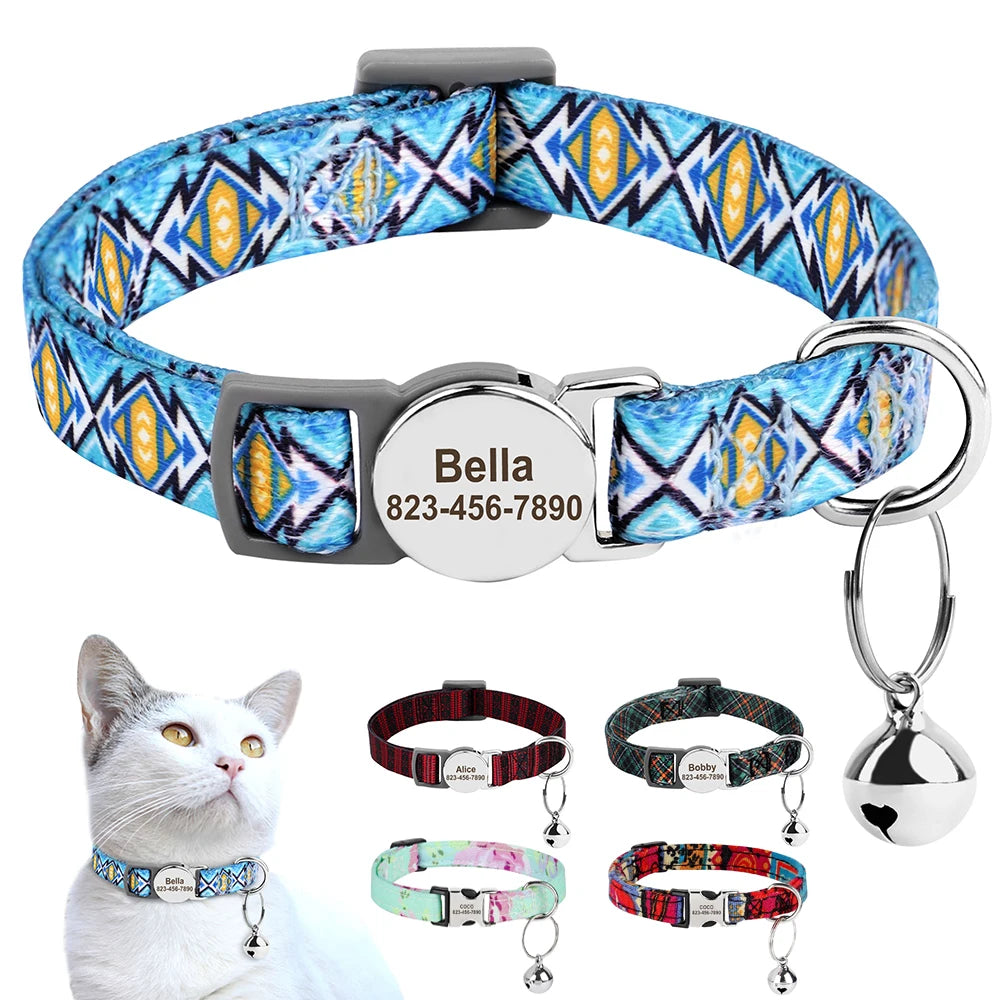 Personalized Pet Collar with Engraved ID & Bell – Safe & Stylish for Cats and Small Dogs