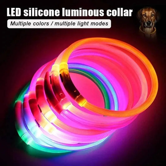 NightGlow USB Rechargeable LED Safety Collar – High-Visibility Cut-to-Fit Loss Prevention Collar