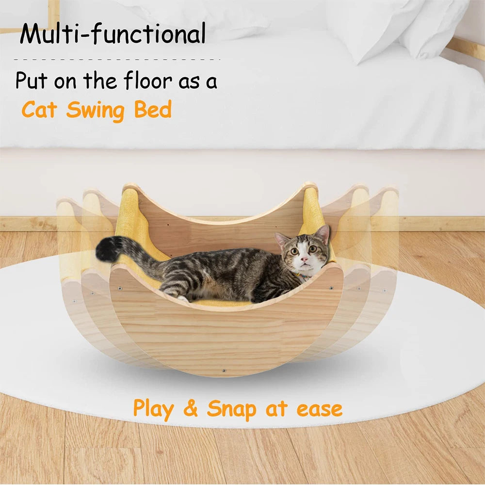 Cat Climbing Shelf Wall Hammock Shelves Moon Ladder Solid Wood Steps