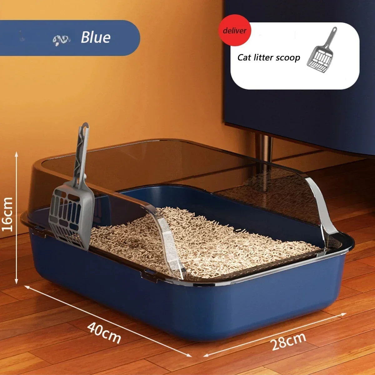 SplashGuard Semi-Enclosed Cat Litter Box with Integrated Scoop