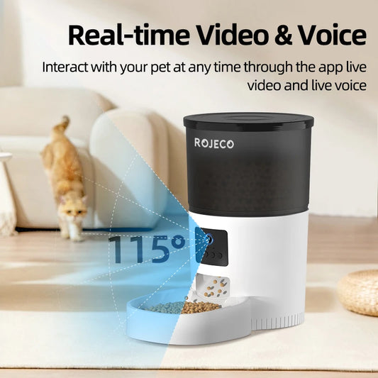 ROJECO Automatic Cat Feeder With Camera Video
