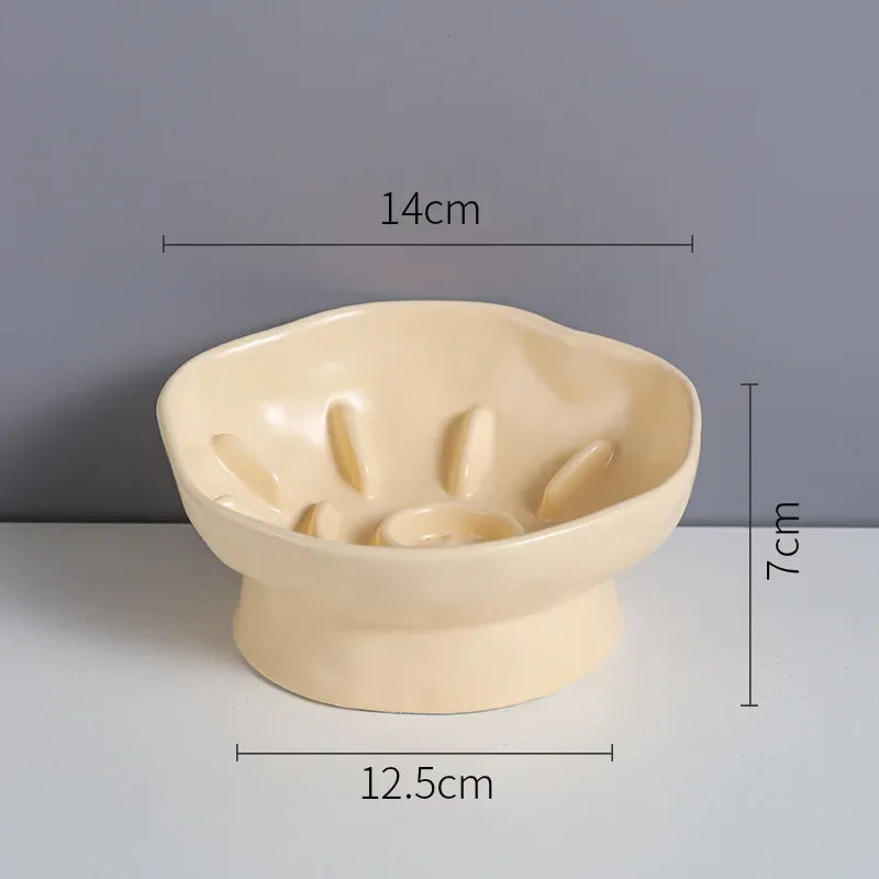 Elevated Ceramic Cat Bowl – Anti-Choking Slow Feed Design