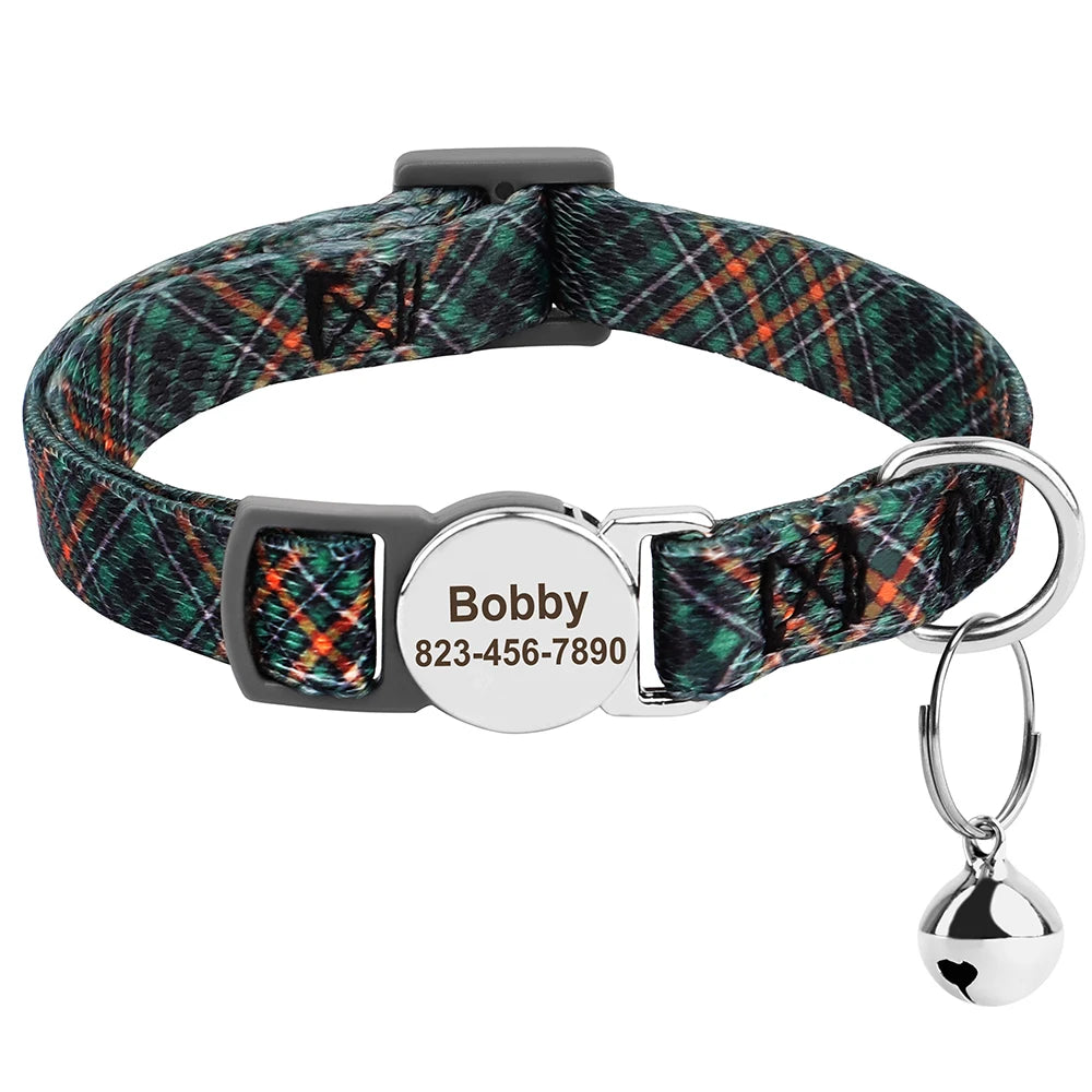 Personalized Pet Collar with Engraved ID & Bell – Safe & Stylish for Cats and Small Dogs