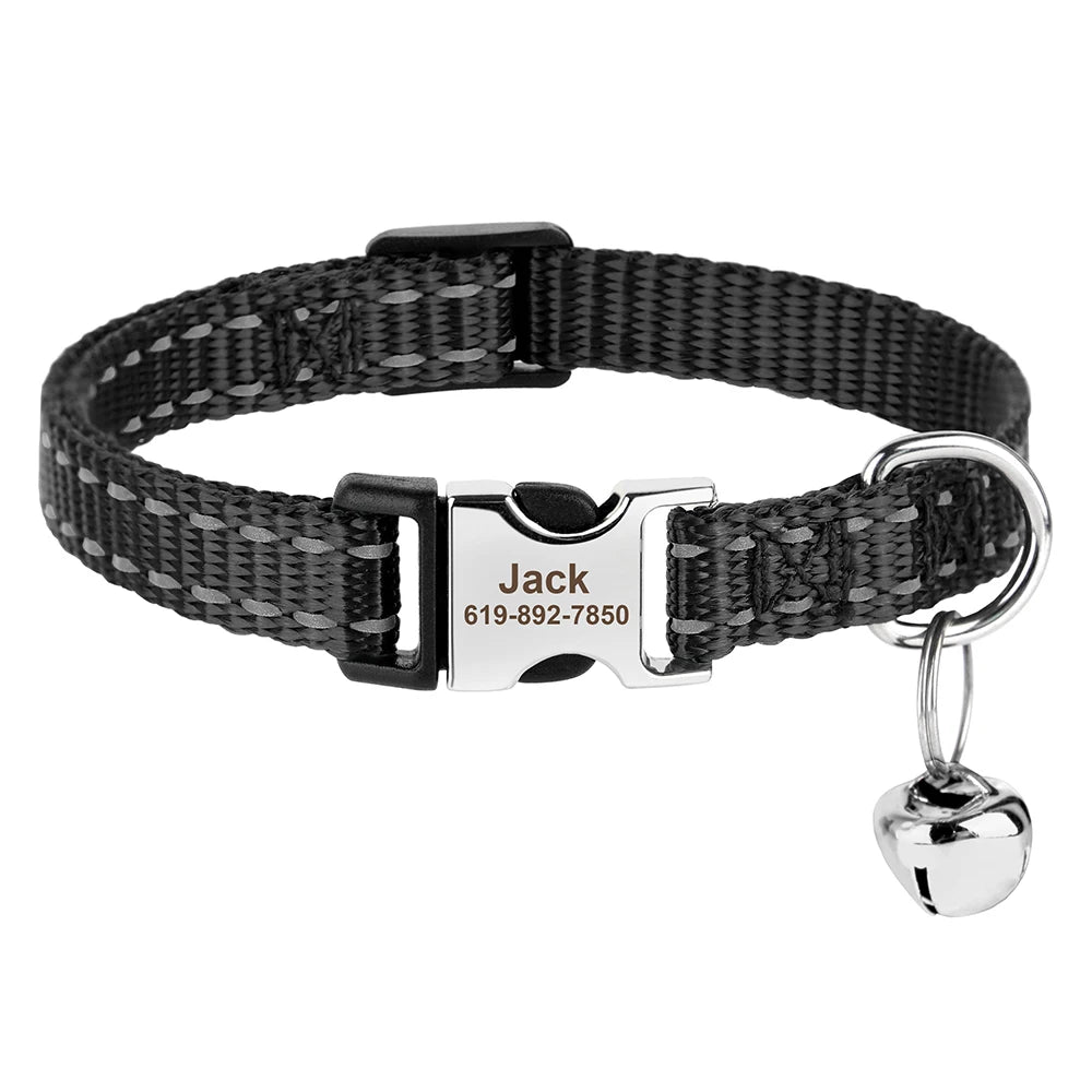 Personalized Pet Collar with Engraved ID & Bell – Safe & Stylish for Cats and Small Dogs
