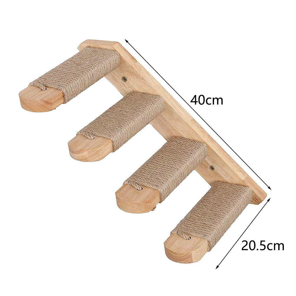 Cat Climbing Shelf Wall Mounted Four Step Stairway With Sisal Scratching